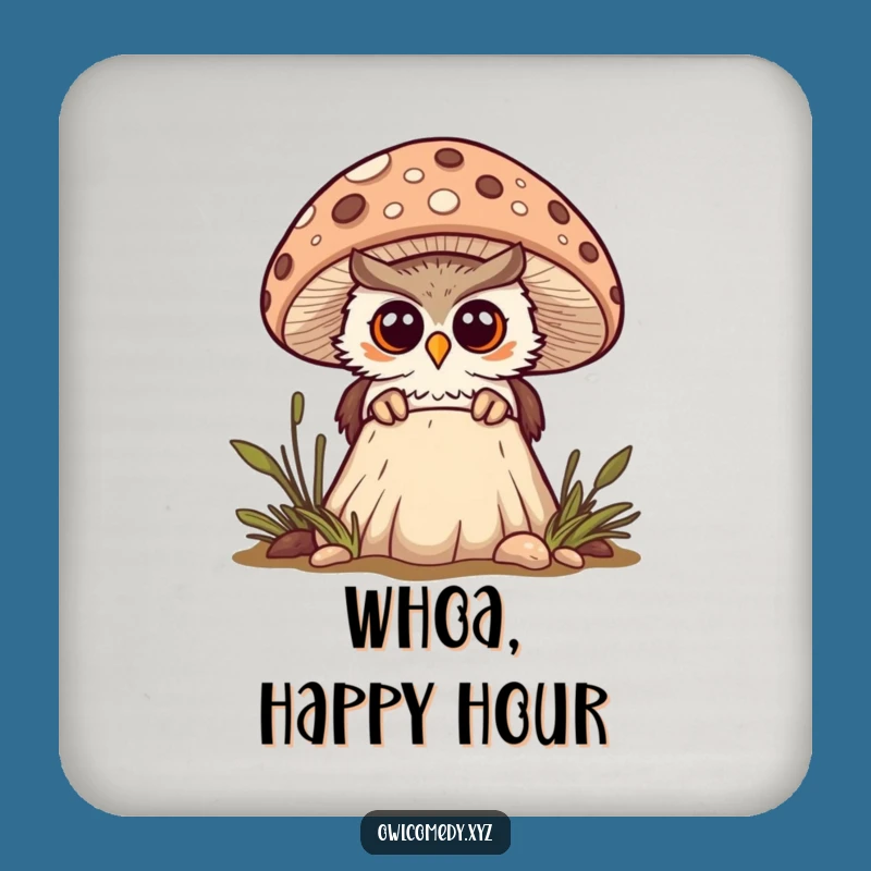 Funny Kawaii Mushroom Owl Coaster - Protect Surfaces with Wonder