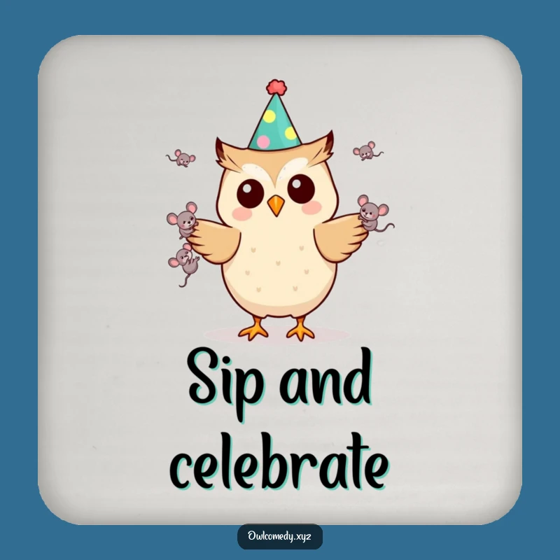 Funny Kawaii Owl Coaster - Party Juggler, Protect Surfaces with Hilarious Charm
