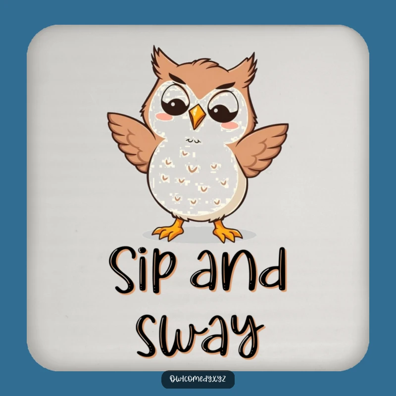 Funny Kawaii Owl Coaster - Silly Dancer, Goofy Charm, Protect Surfaces Hilariously