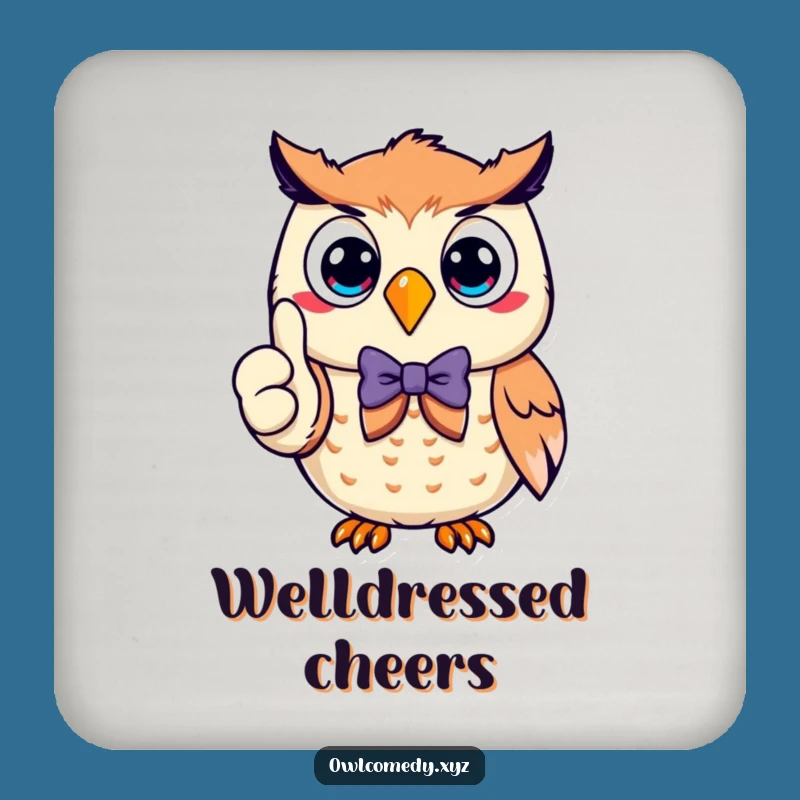 Funny Owl Thumbs Up Coaster: Dapper Character, Great Table Humorous Protect!