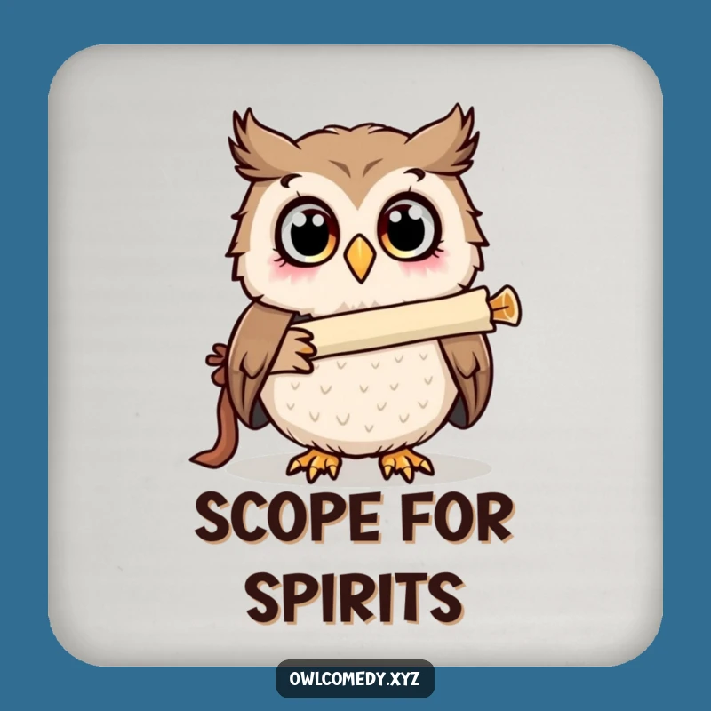 Funny Surprised Owl Telescope Coaster: Hilarious Gift to Protect Your Surfaces
