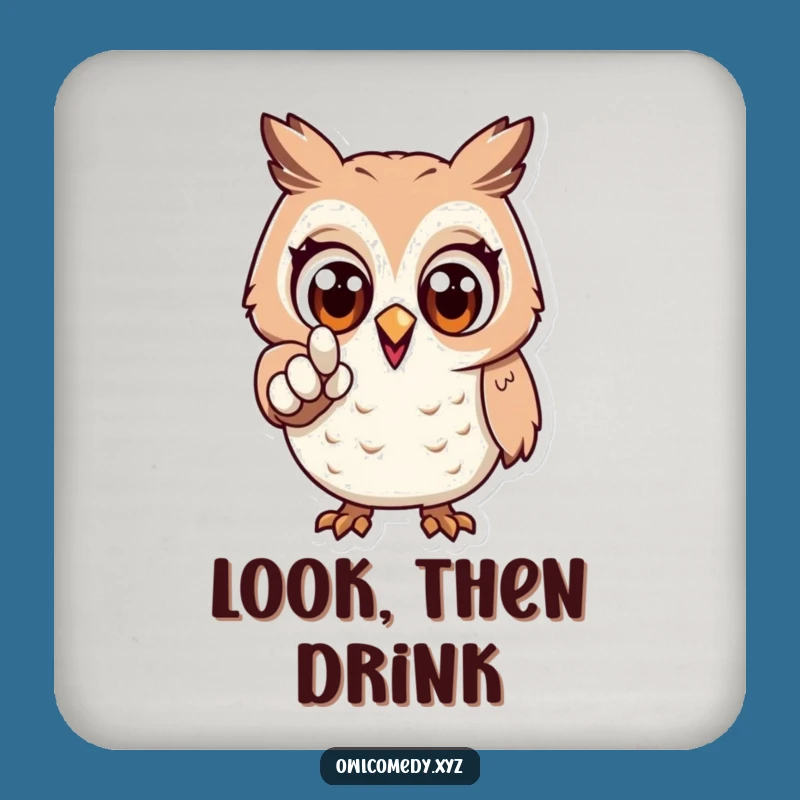 Funny Excited Owl Coaster: Protect Surfaces with Purpose - Fun Decor Gift