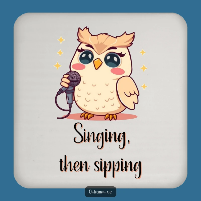 Funny Kawaii Owl Singing Coaster - Humorous Protection for Music Lovers
