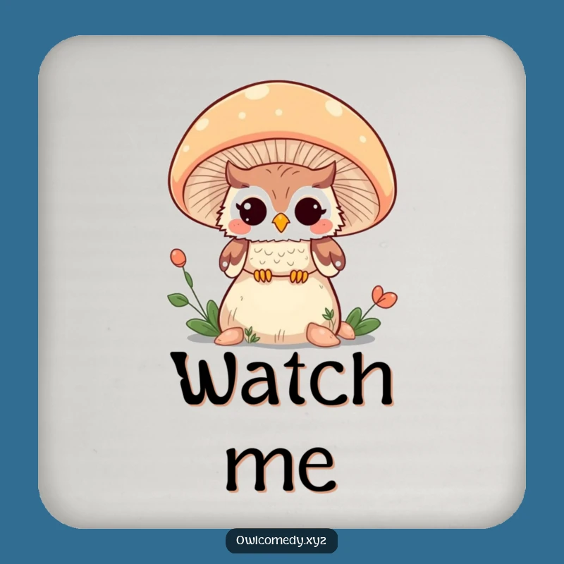 Funny Kawaii Owl Mushroom Wink Coaster Set - Protect Surfaces Hilariously