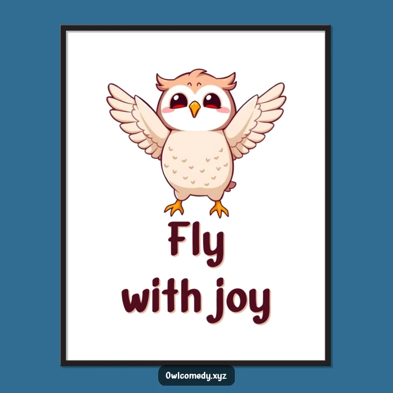 Funny Kawaii Owl Flap Poster: Vibrant Art, Perfect Decor Gift