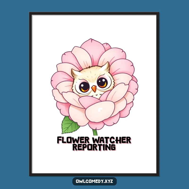 Funny Owl Flower Poster: Add Whimsical Curiosity to Your Walls