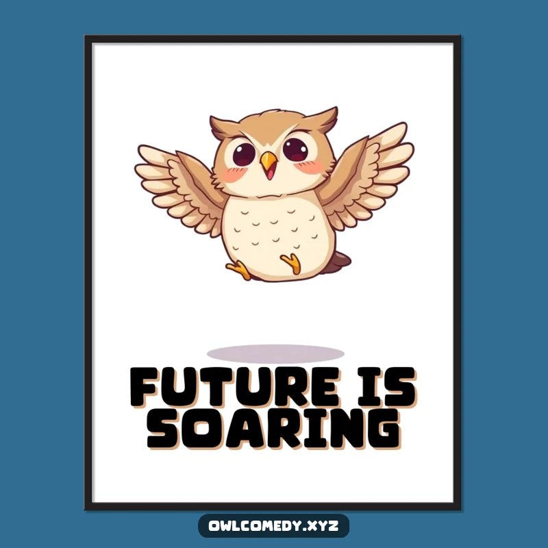 Funny Jumping Owl Poster: Energetic Art, Ideal Funny Gift!