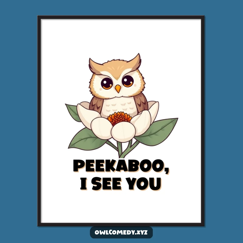 Funny Owl Flower Poster: Brighten Your Walls With This Whimsical and Humorous Art