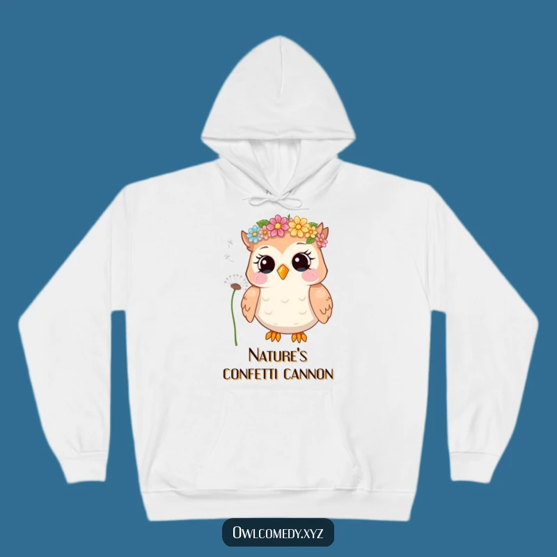 Cozy Funny Giggling Owl Hoodie with Flower Crown - Warm & Whimsical Gift