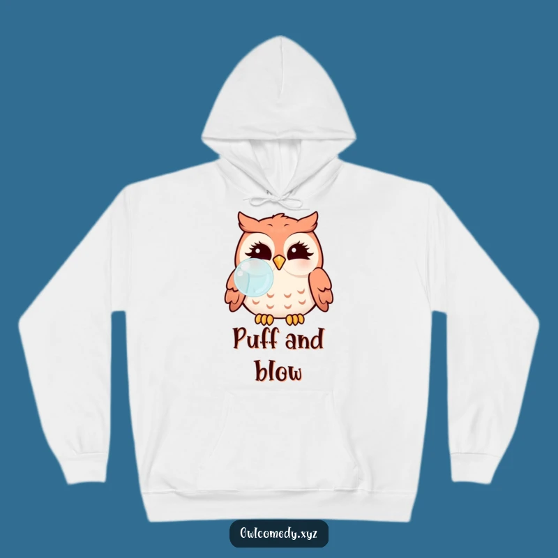 Cozy Funny Kawaii Owl Bubble Blowing Hoodie - Warm & Whimsical Wear