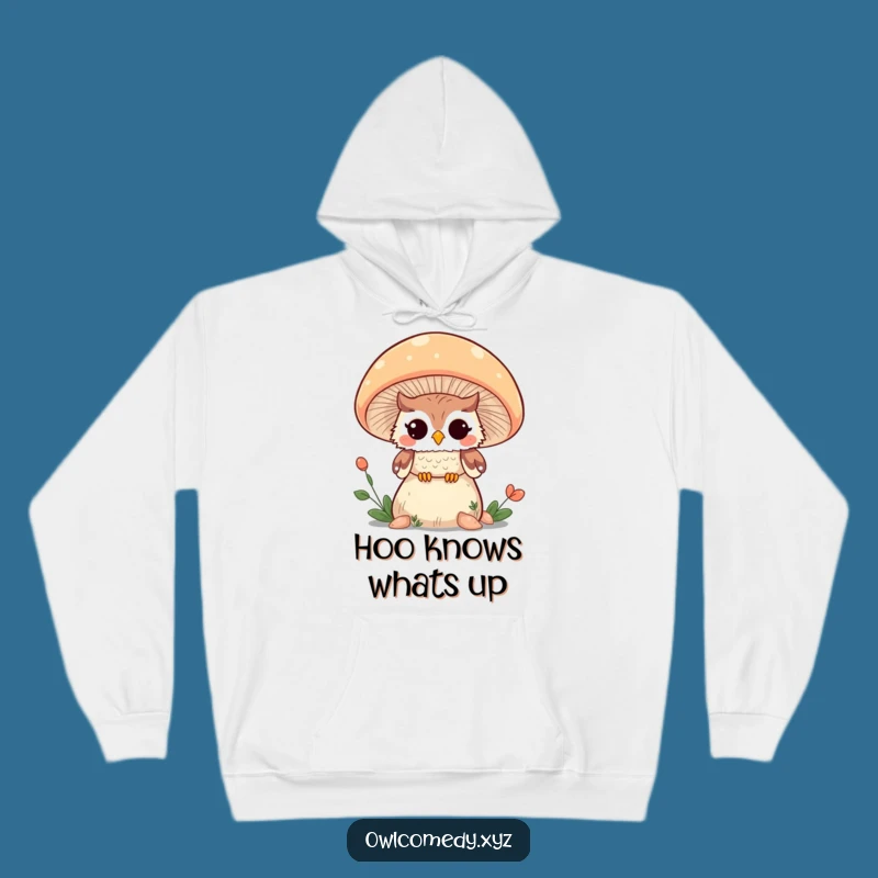 Cozy Funny Kawaii Owl Mushroom Wink Hoodie - Hilarious & Cute Wear