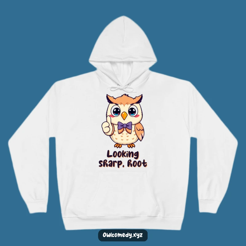 Funny Owl Thumbs Up Hoodie: Dapper Character, Cozy Humorous Gift!