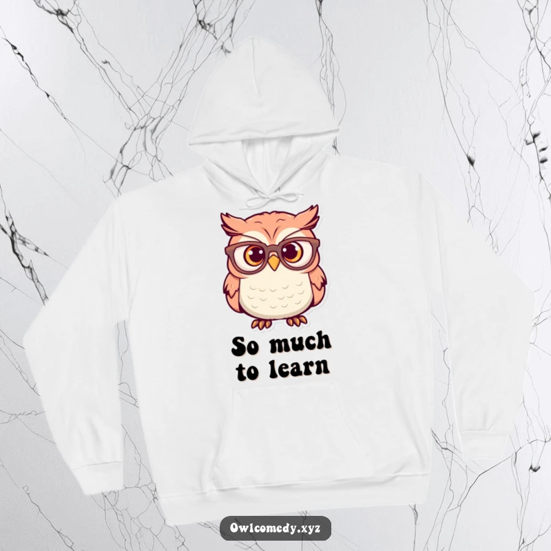 Funny Hoodie: An owl wearing oversized glasses looks comically surprised, offering a warm and humorous addition to your wardrobe.