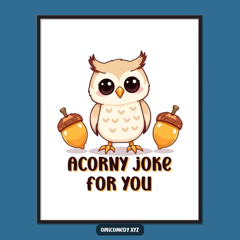 Free Printable Funny Owl Art: Kawaii Acorn Juggling Downloadable Decor