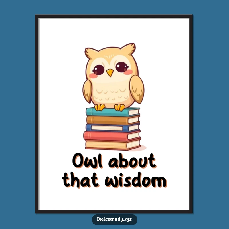 Free Printable Wall Art: Funny Kawaii Owl Tipping Books - Quirky Downloadable Decor!
