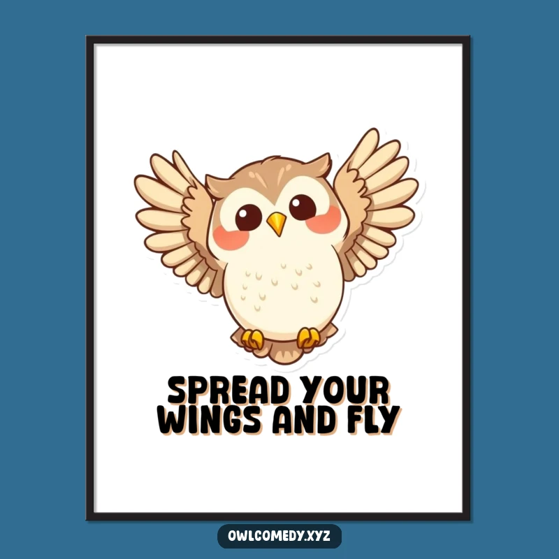 Add a sense of dynamic cheer to your walls! This free printable wall art features a joyful owl in mid-flight, perfect for home printing.