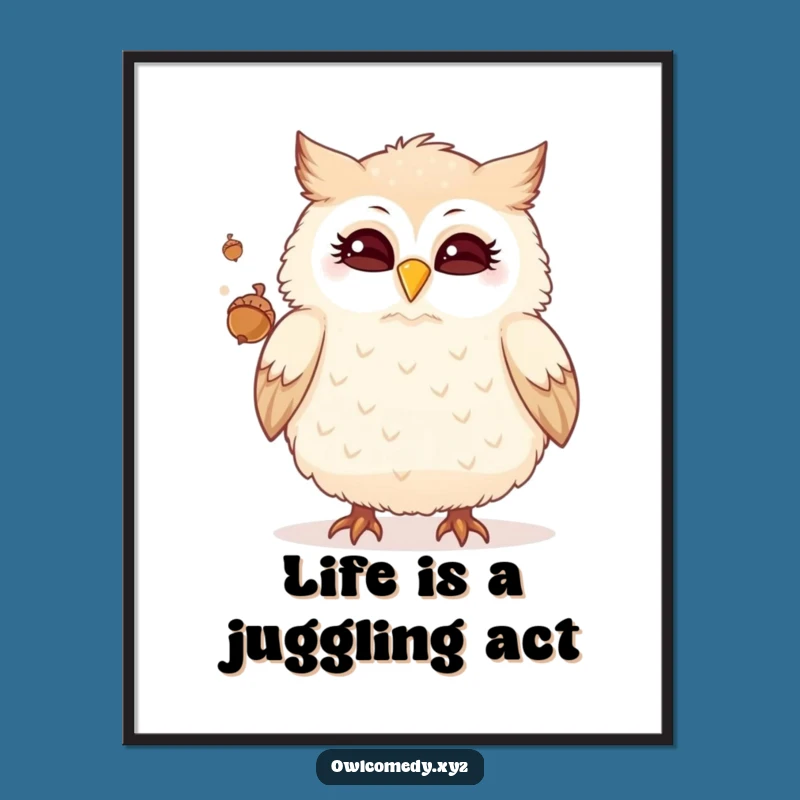 Free Printable Wall Art: Juggling Owl, Funny Humorous Downloadable Decor