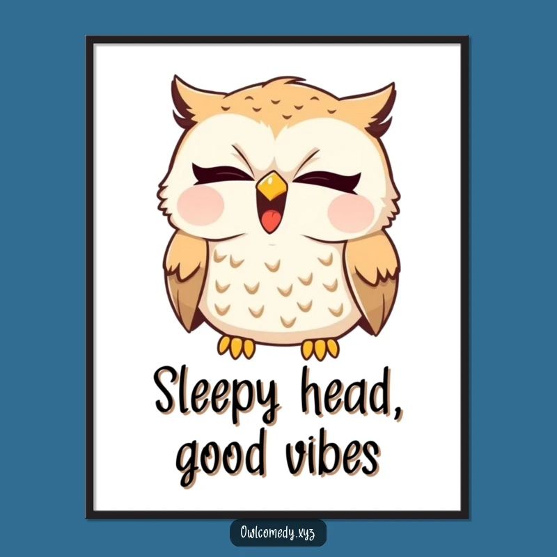 Funny Free Printable Wall Art: Sleepy Owl Yawning, Giggly Downloadable Decor