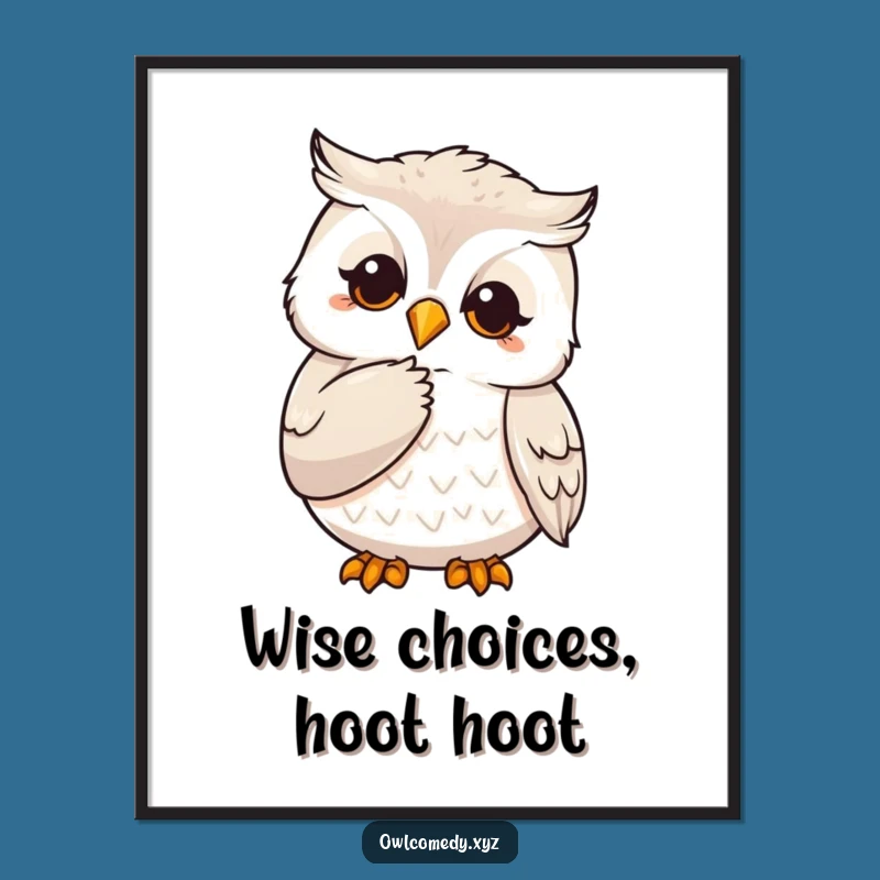 Free Printable Wall Art: Pondering Owl, Funny Downloadable Decor for Cozy Nooks