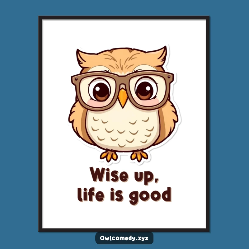 Funny Free Printable Wall Art: Surprised Owl in Big Glasses, Quirky Downloadable Decor