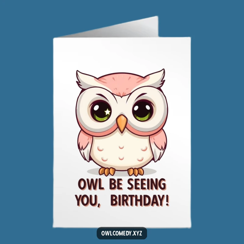 Free Printable Birthday Card: Funny Owl Mask Peek Downloadable Gift