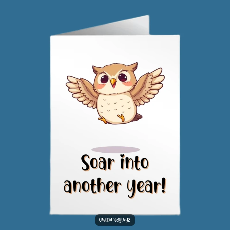 Free Printable Birthday Card: Jumping Owl, Energetic Downloadable Fun!