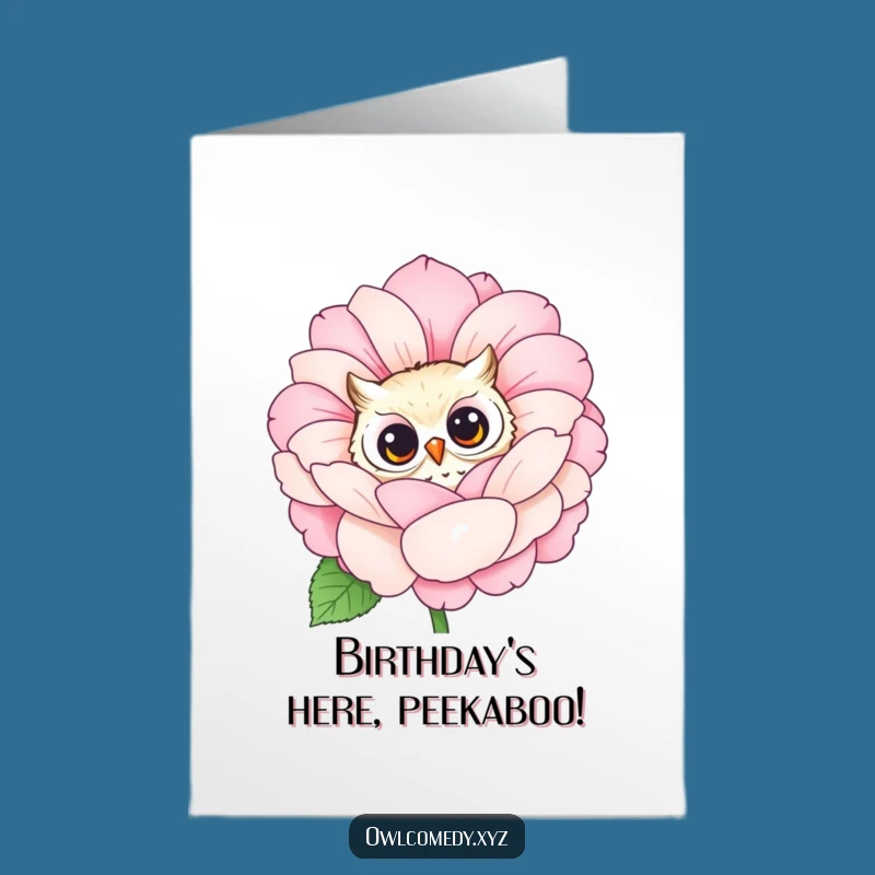 Free Printable Owl Flower Birthday Card: Curious Peek, Fun Downloadable Gift