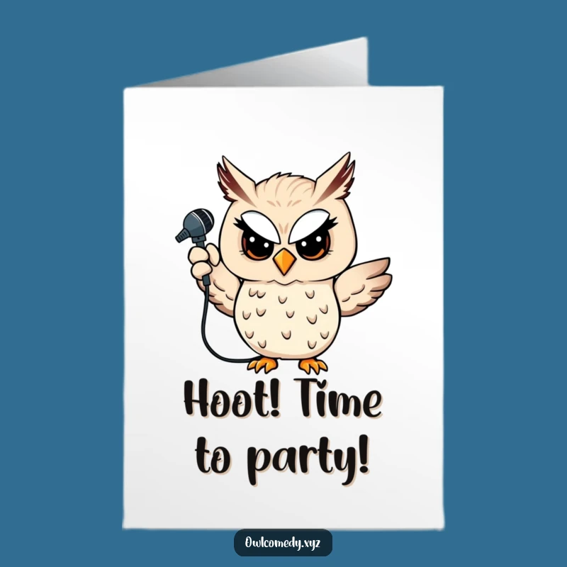 Free Printable Owl Microphone Birthday Card: Witty, Funny Downloadable Gift