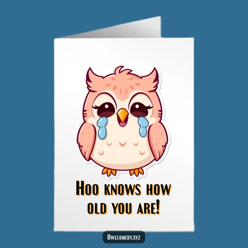 Free Printable Funny Owl Birthday Card: Hilarious Kawaii Owl Laughing - Downloadable Gift