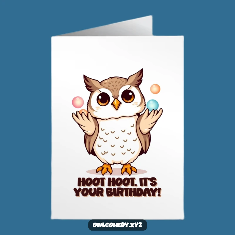 Free Printable Juggling Owl Birthday Card - Magical Downloadable for Festive Fun