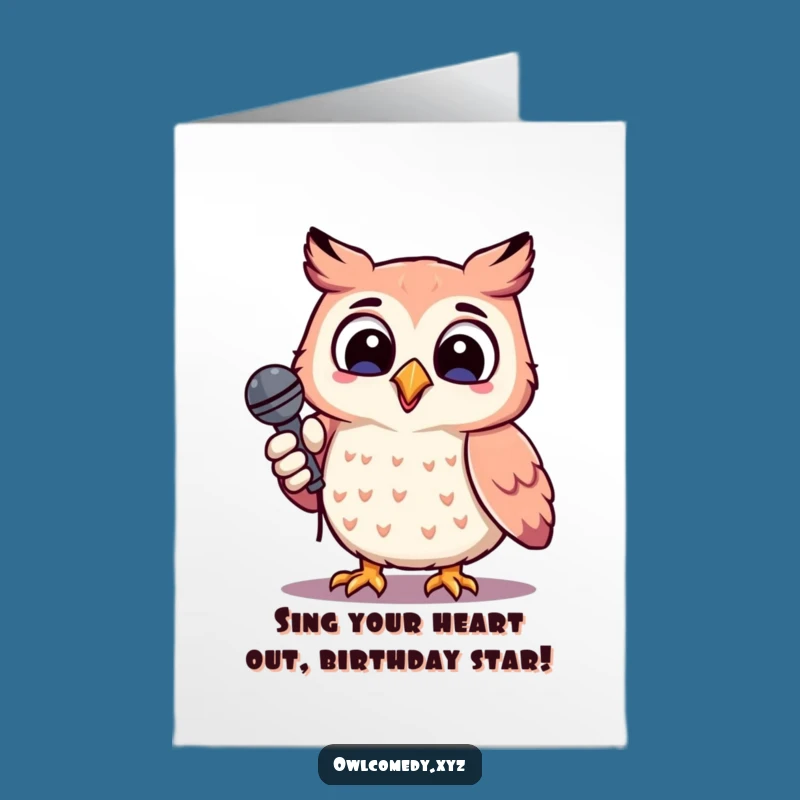 Free Printable Birthday Card: Singing Owl - Funny Downloadable for Music Lovers