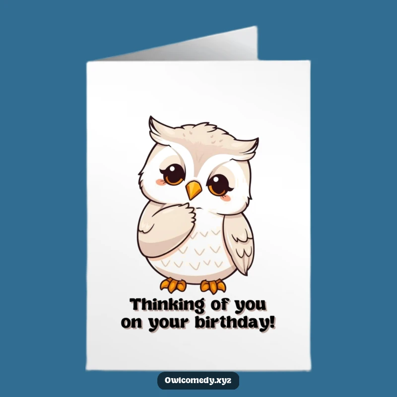 Free Printable Birthday Card: Pondering Owl, Thoughtful Downloadable Greeting for Wise Wishes