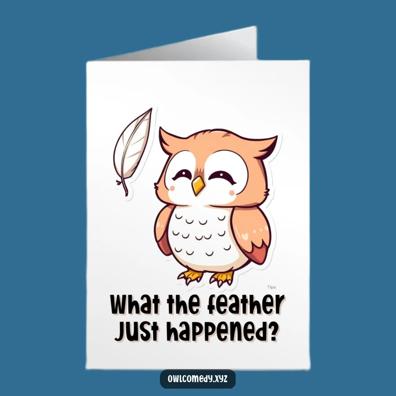 Free Printable Surprised Owl Birthday Card: Kawaii Feather Surprise - Downloadable Gift