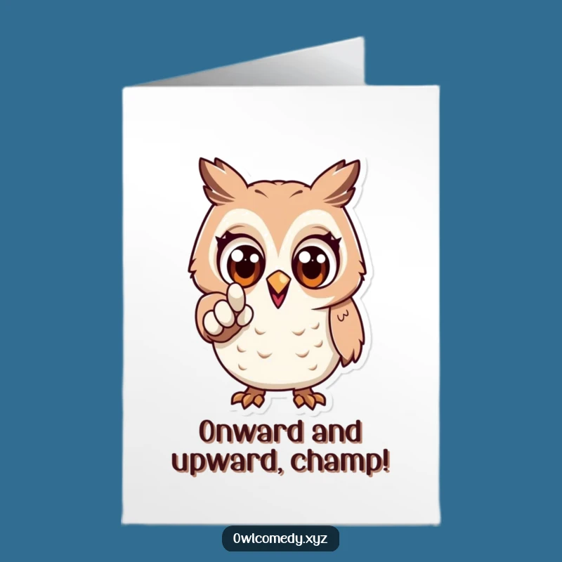 Free Printable Congrats Card: Eager Owl, Downloadable Excitement for Your Big Win