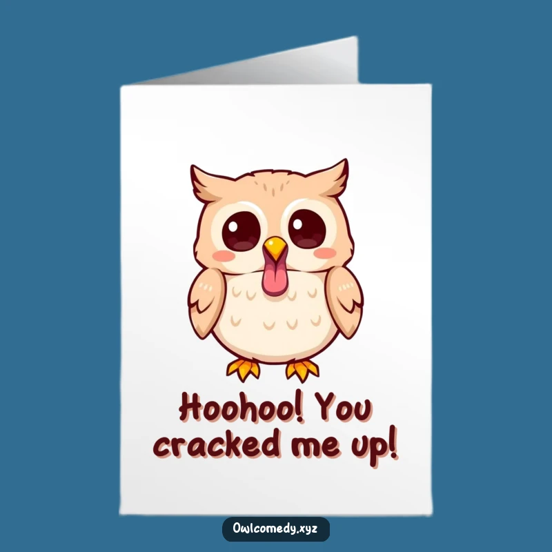 Free Printable Congrats Card: Playful Kawaii Owl Tongue Out, Humorous Downloadable Gift for Winners