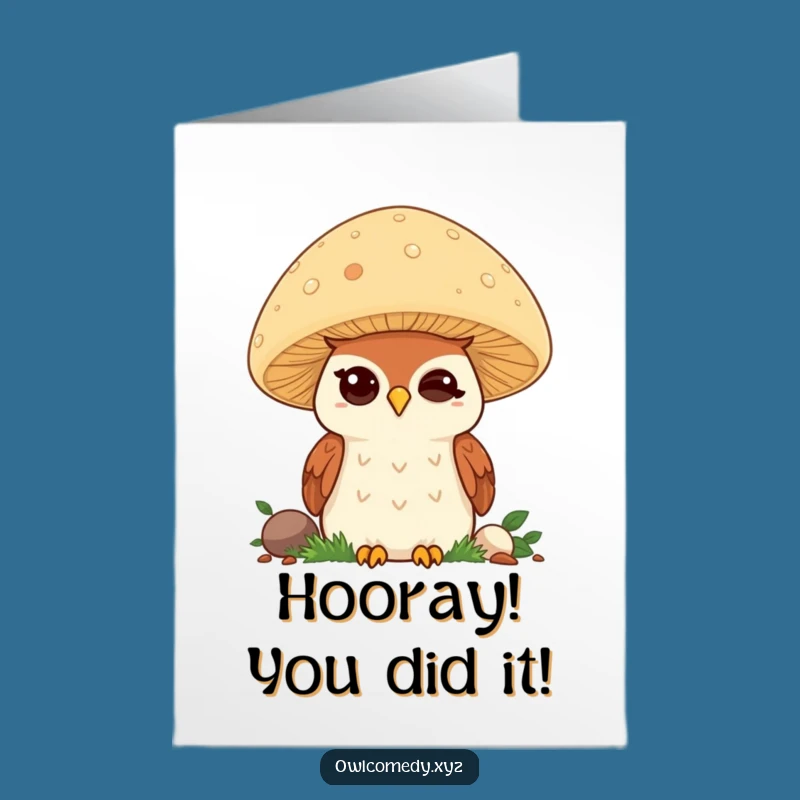 Free Printable Kawaii Owl Congrats Card: Winking Success Downloadable Gift
