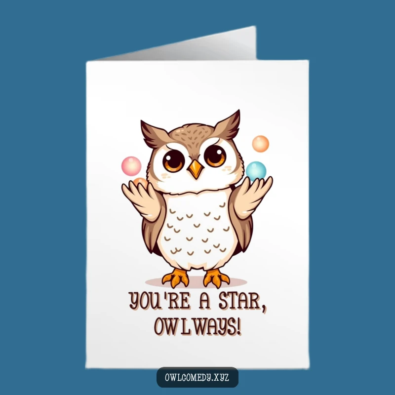 Free Printable Juggling Owl Congrats Card - Amazing Downloadable for Stellar Achievements