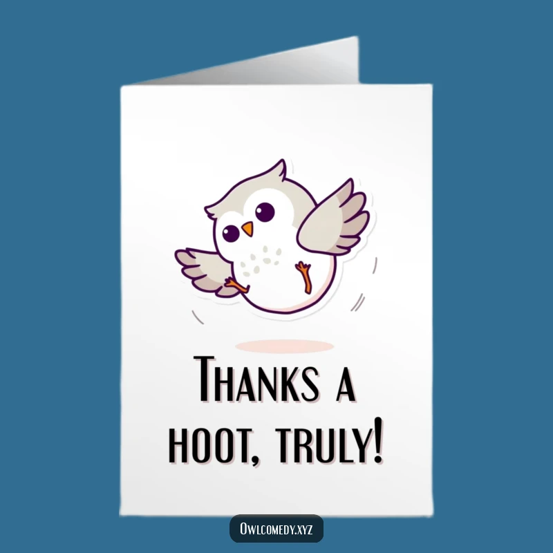 Free Printable Owl Cartwheel Thank You Card: Funny Tumbling Owl Downloadable Appreciation