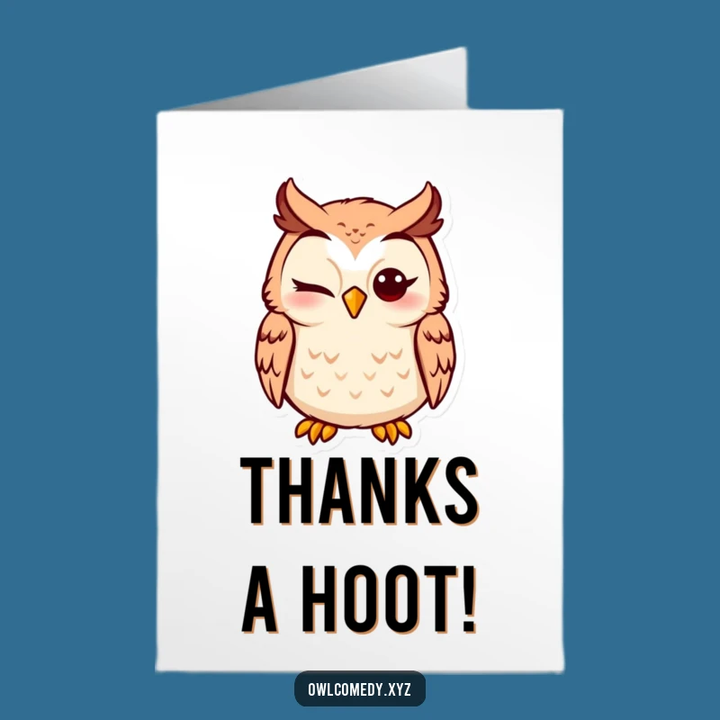 Free Printable Owl Thank You Card - Winking Owl Downloadable Greeting