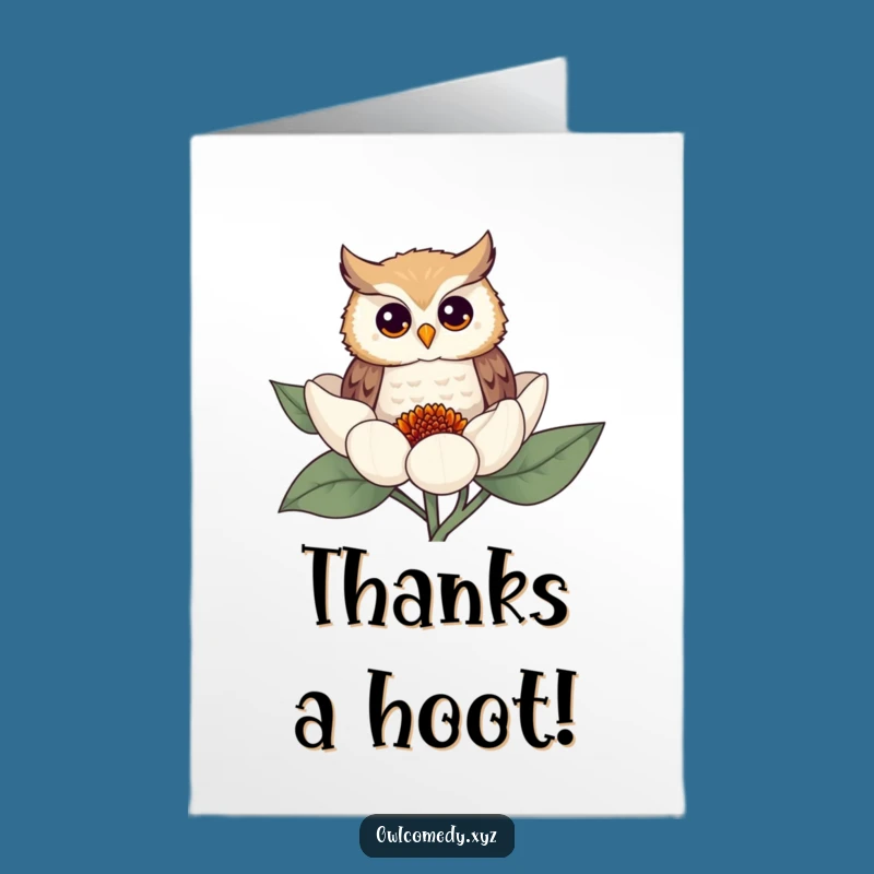 Free Printable Thank You Card: Curious Owl Peeking Funny Downloadable Gift to Show Appreciation