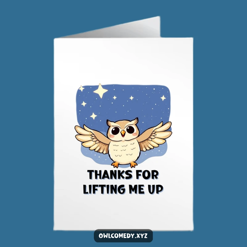 Free Printable Thank You Card: Soaring Owl Expressing Gratitude Under the Stars