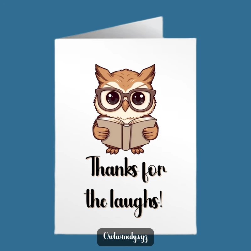 Free Printable Thank You Owl Card: Joke Book Owl Downloadable Greeting
