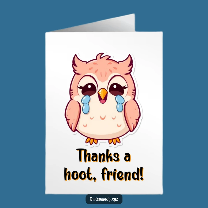 Free Printable Funny Owl Thank You Card: Kawaii Owl Laughing - Downloadable Gift