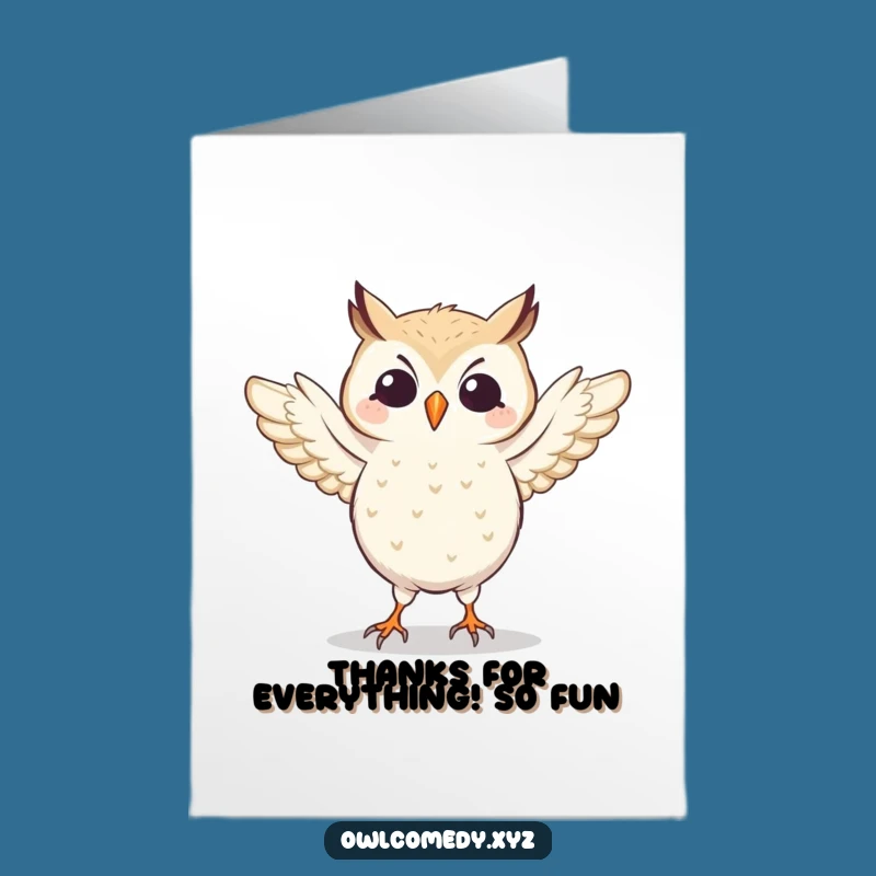 Free Printable Owl Dance Thank You Card: Funny Flapping Wings, Grateful Dance