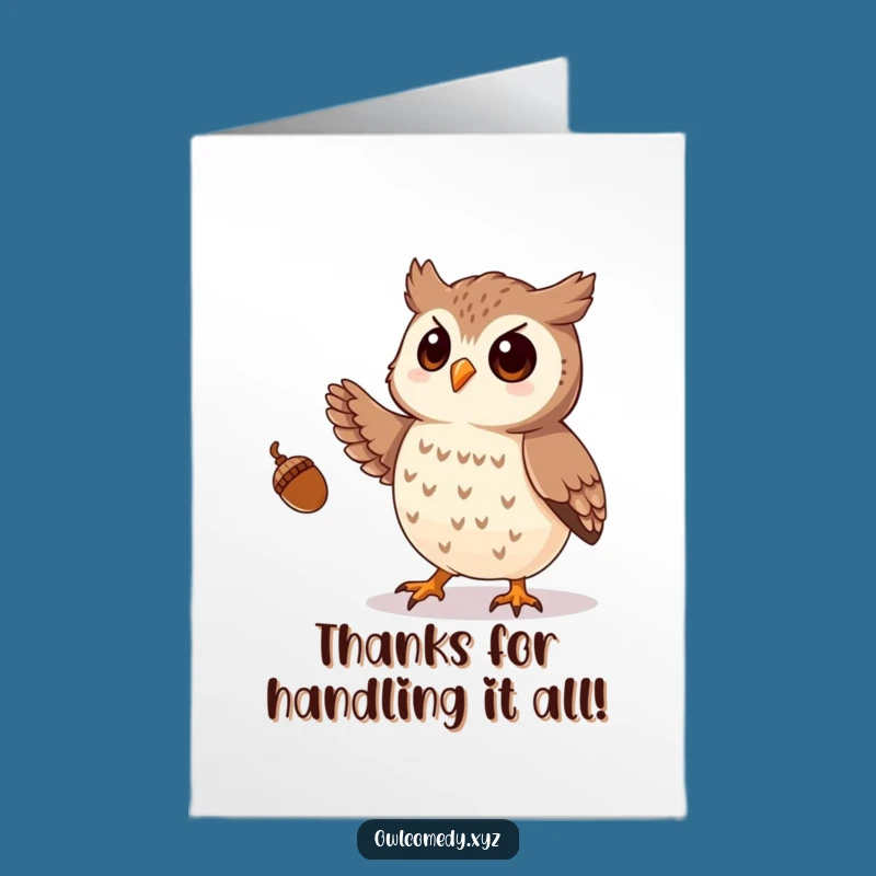Free Printable Thank You Card: Juggling Owl, Downloadable Thanks for Acorn-sized Favors
