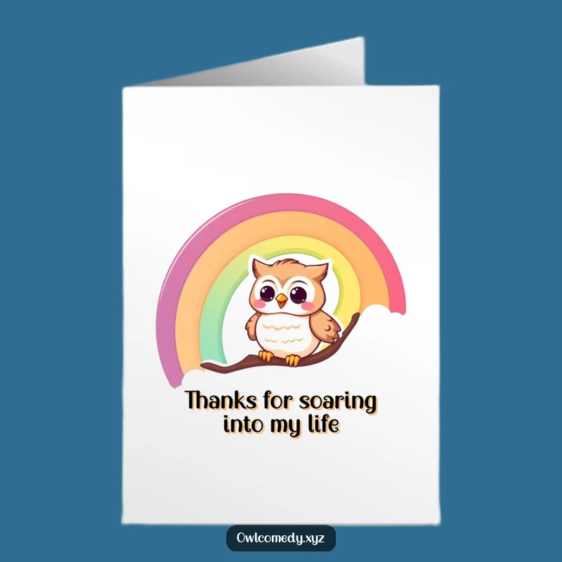 Free Printable Thank You Owl Card: Giggling Rainbow Slider Funny Downloadable Gift