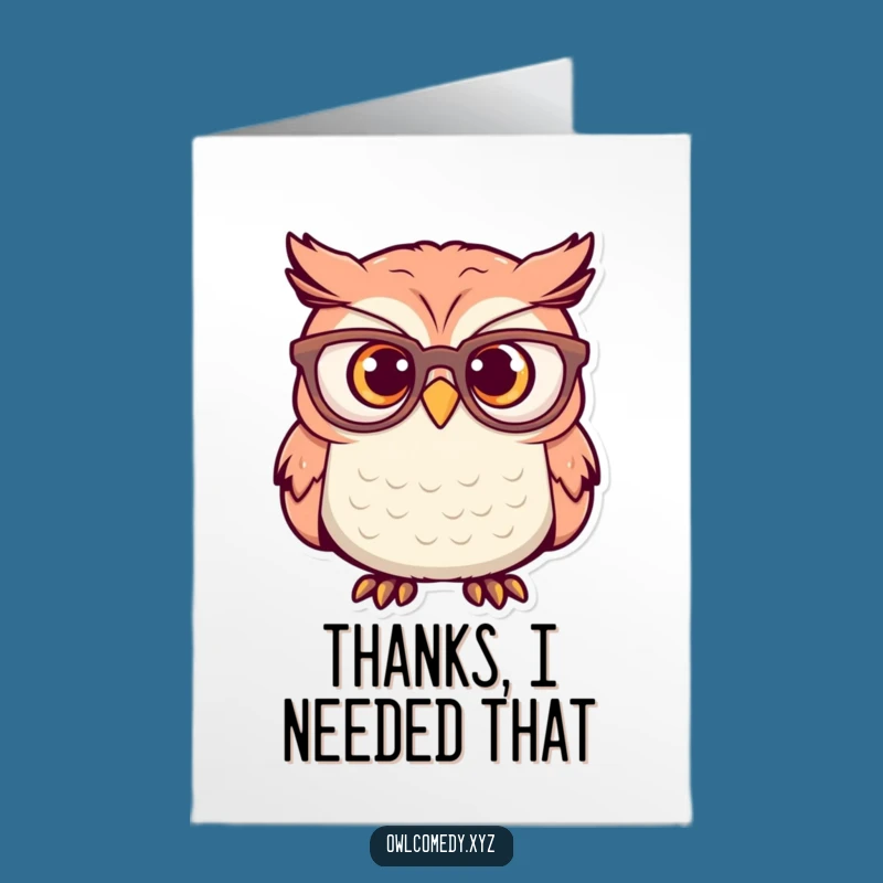 Free Printable Owl Thank You Card: Surprised Big Glasses Bird Downloadable Note