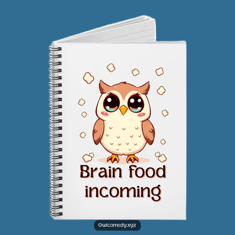 Funny Kawaii Owl Notebook - Popcorn Fun, Wide-Eyed Notes, Hilarious Journal Gift