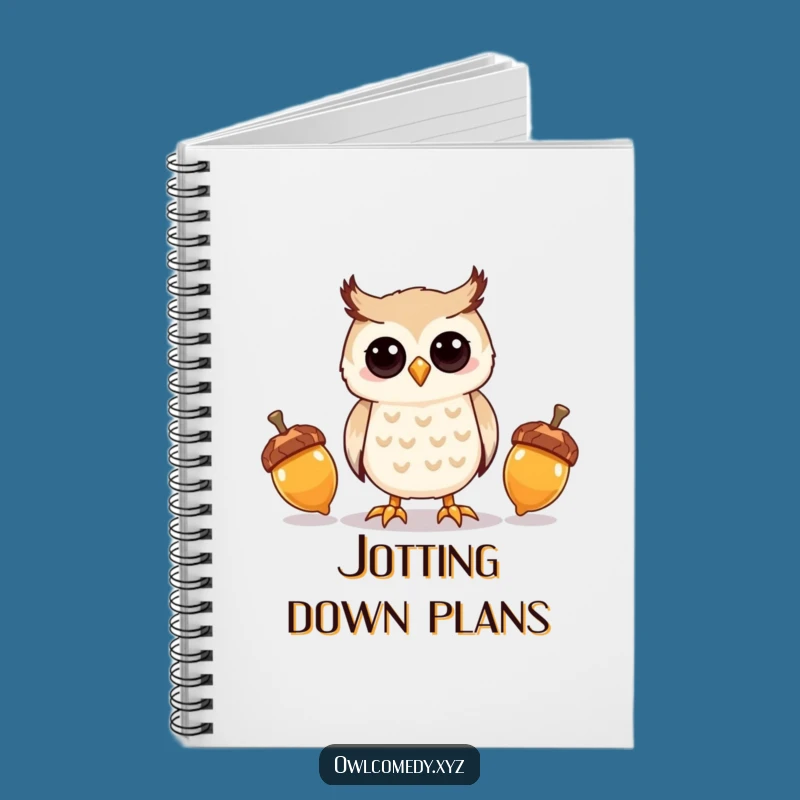Funny Kawaii Owl Acorn Juggling Notebook - Cute Journal - Funny Gift
