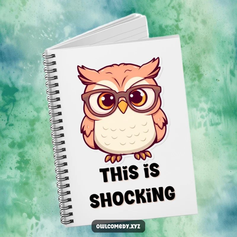 Funny Notebook: An owl wearing oversized glasses looks surprised, inviting users to jot down their own moments of amazement.
